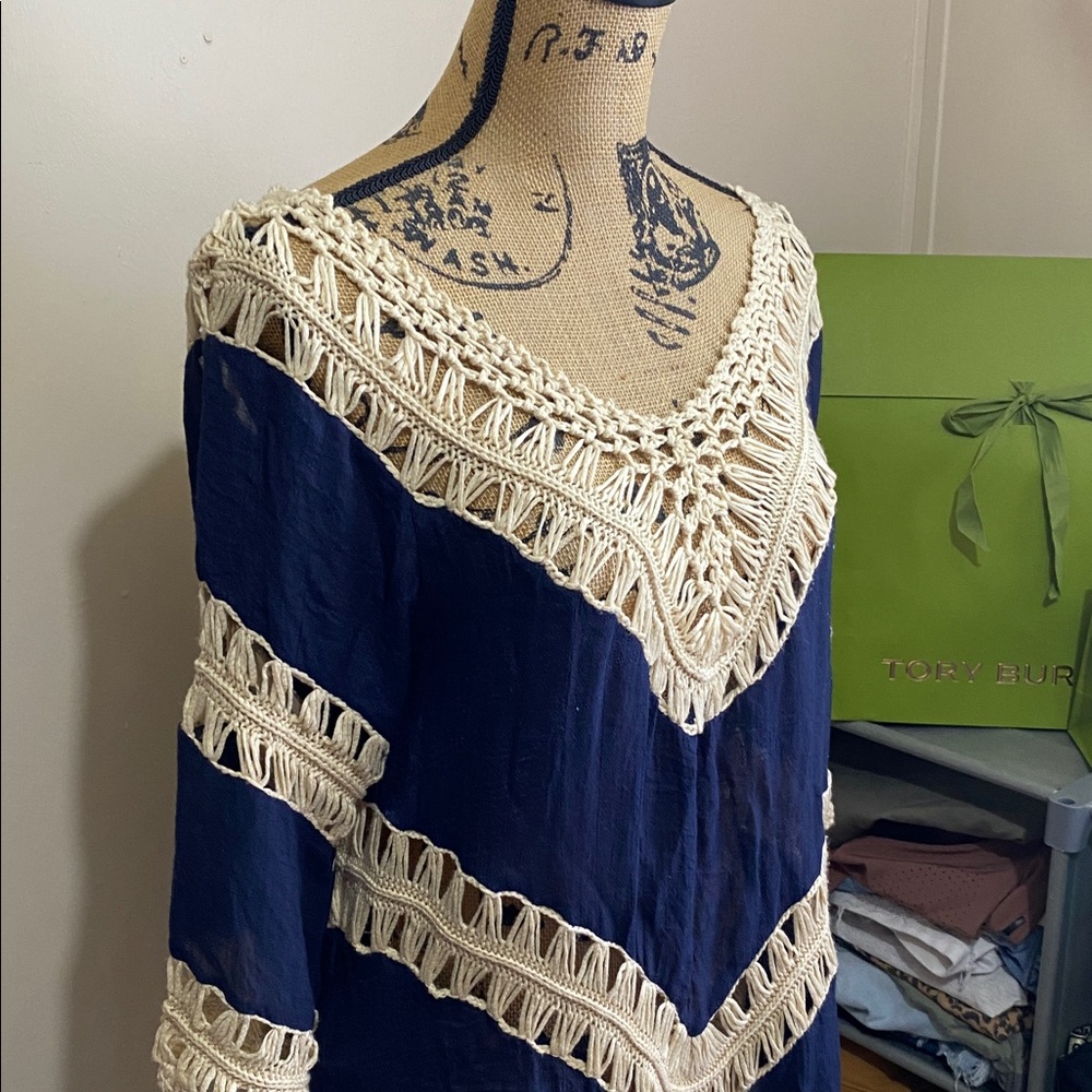 VIVID COLLECTION Boho Crochet shirt size women’s medium - Picture 6 of 9